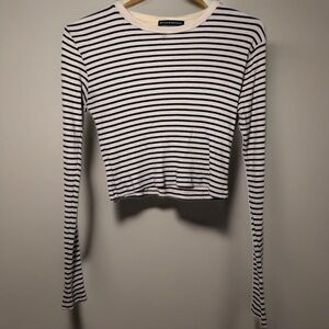 Brandy Melville Striped Long Sleeve Crop Top, Made in Italy